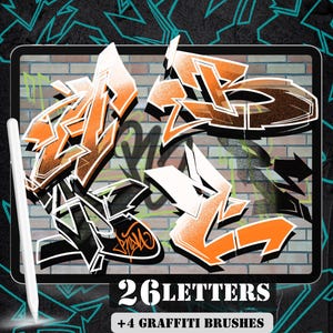 26 Supra Letters for Graffiti Brush for Procreate, Graffiti Style Alphabet, Outline and Filled Version, with Licensed