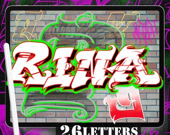Marseille Graffiti Alphabet brushes for procreate on Ipad & Ipad pro