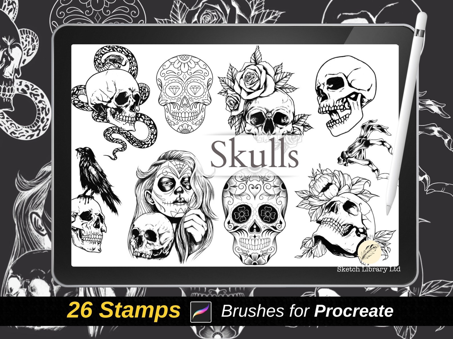 free skull procreate brushes