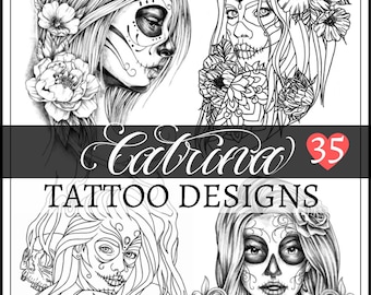 35 La catrina TATTOO DESIGN jpeg format, digital book, pinup, model, reference, stencil