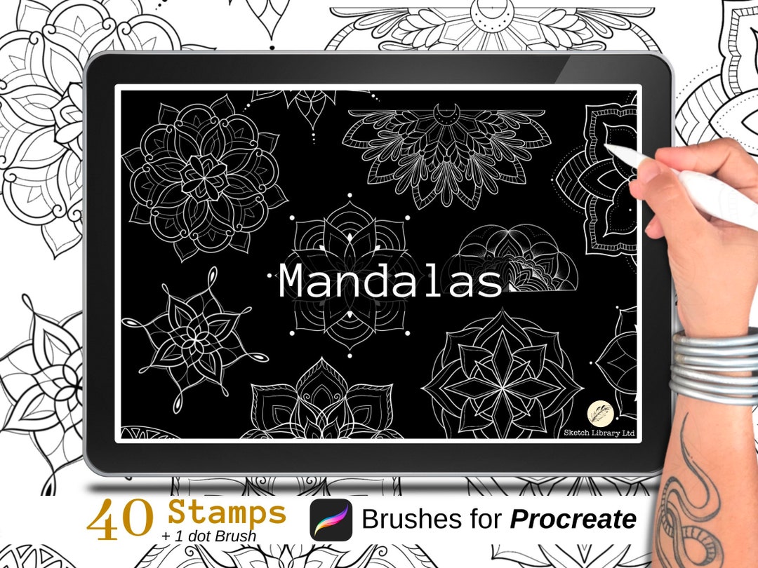 40 Mandalas Stamps - Brushes for Procreate - Tattoo Design & Coloring ...