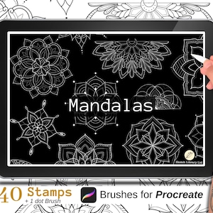 40 Mandalas stamps - Brushes for Procreate - Tattoo design & coloring book, procreate stamp, tattoo stencil