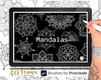40 Mandalas stamps - Brushes for Procreate - Tattoo design & coloring book, procreate stamp, tattoo stencil