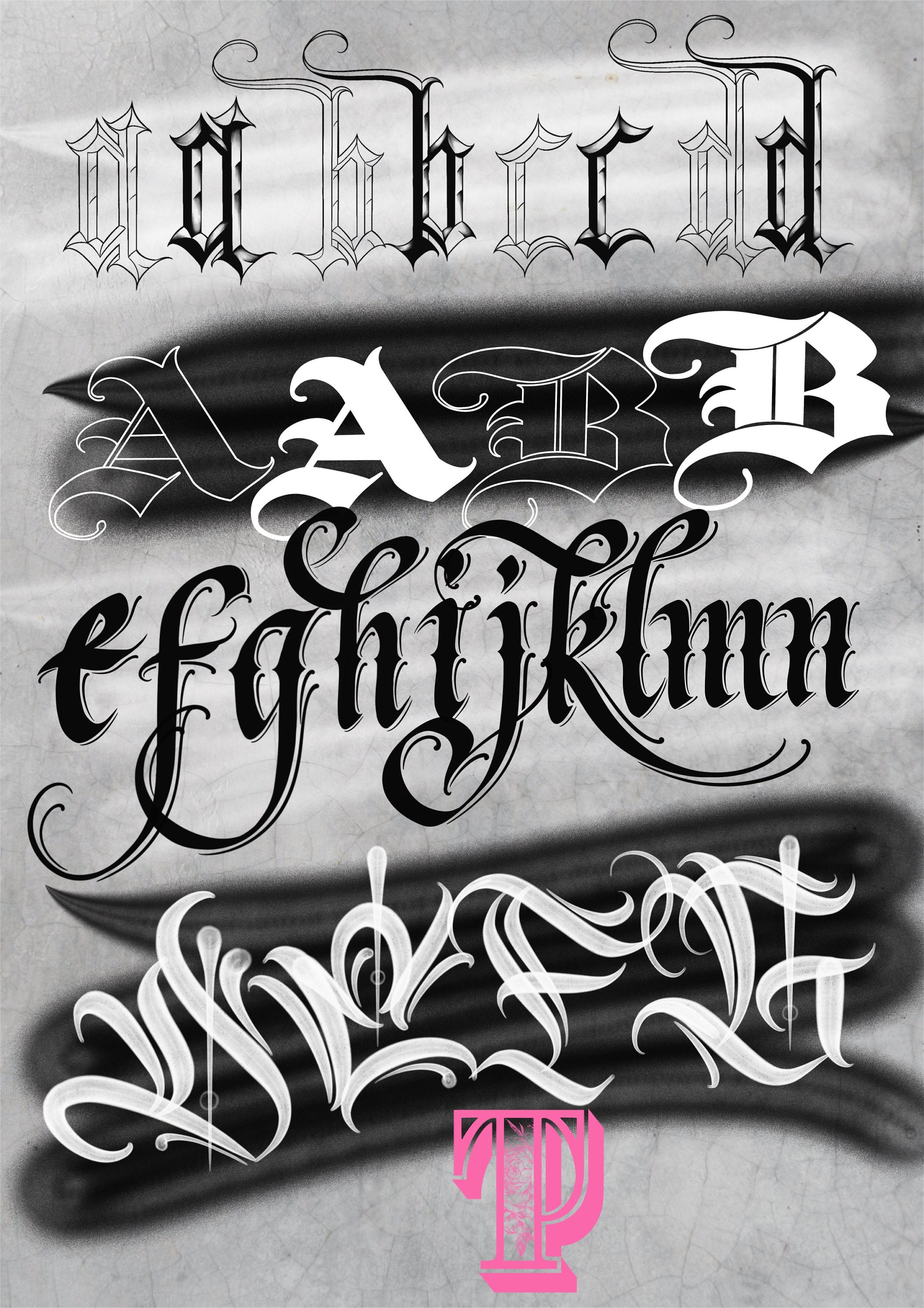 11 Alphabets & Volutes Brushes, Chicano Brush Pack Vol.3 for Procreate