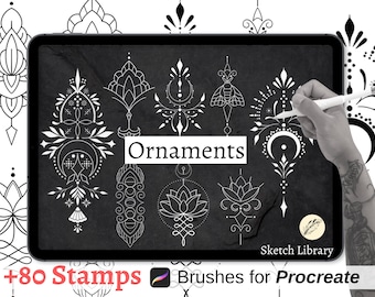 83 Ornaments Tattoo Brush set for procreate // tattoo stamps, on Ipad & Ipad pro
