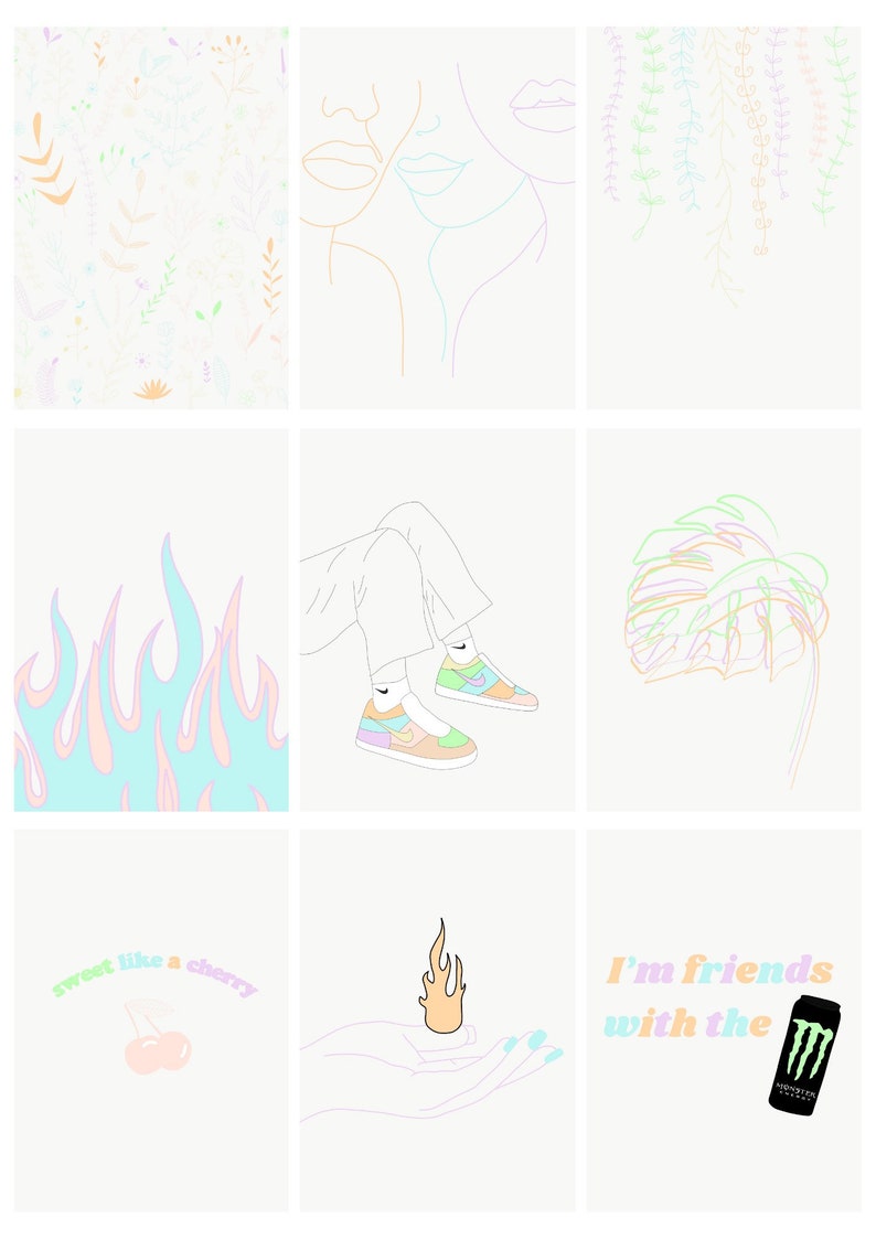 Pastel Print Art 9 Style Options for Women Girls Home