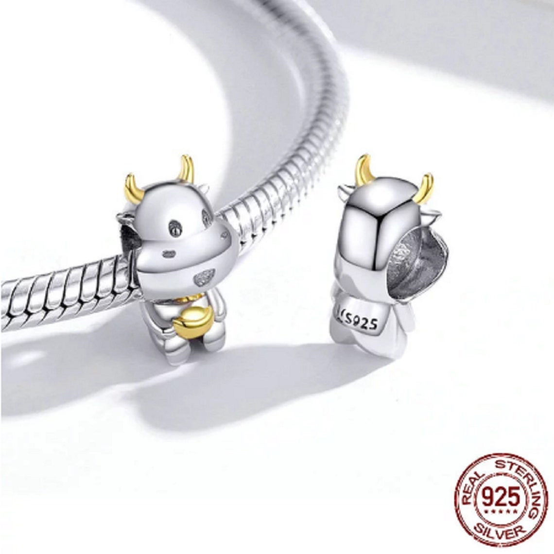 Charm for Bracelet Pandora Charms Cow Charm Gold Enamel Etsy