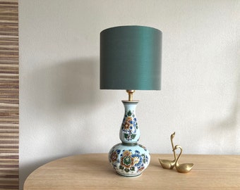 Delft polychrome table lamp with new handmade shade