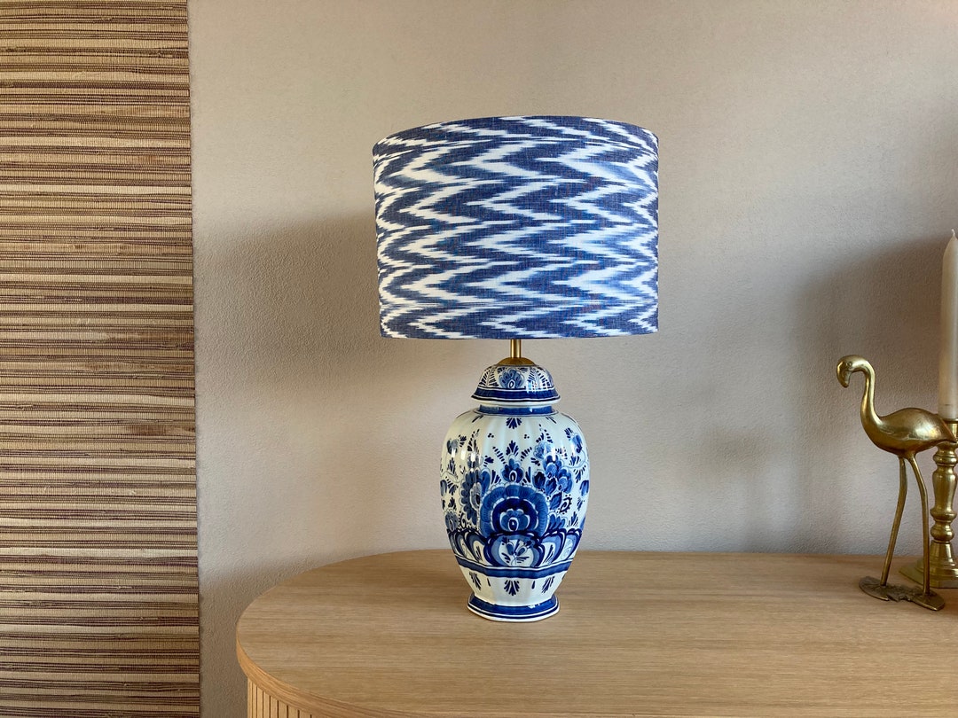 Delft Blue Table Lamp With New Handmade Shade Etsy