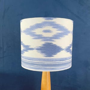 Ikat print lampshade blue and white 20 cm