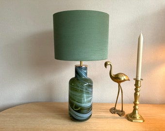 Table lamp green with handmade shade Lina Vuarivirta for Ikea