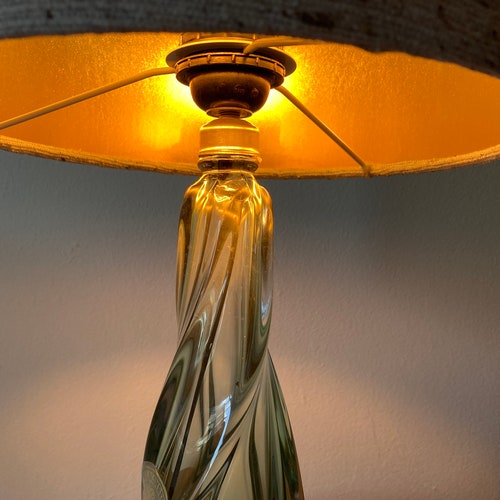 Val Saint Lambert vintage table lamp with shops new handmade shade