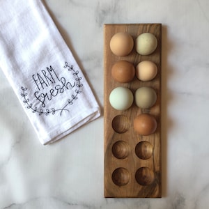Wooden egg holder Hand crafted wooden egg tray Egg storage Egg carton Farmhouse decor Farmhouse kitchen Kitchen storage Cottagecore kitchen