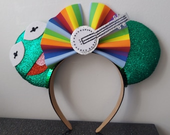 Kermit rainbow connection banjo inspired mouse ears