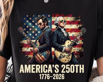 George Washington Lincoln Playing Guitar Shirt, 4Th Of July America 250 T Shirt