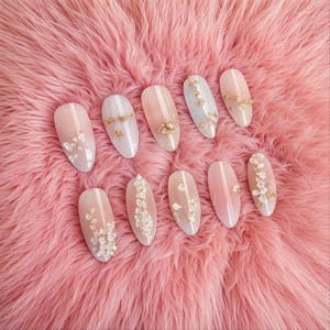 Flower Bloom Elegance Press On Nails Short Almond Nails 5 OPTIONS,Short Almond Nails | Floral Nails | Summer Beach Nails, Vacation Nails