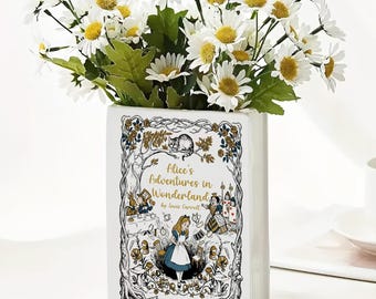 Alice's Adventures in Wonderland Book Vase, Literary Vase, Personalized Book Lover Gift, Alice in Wonderland Decor, Bookish Home Decor
