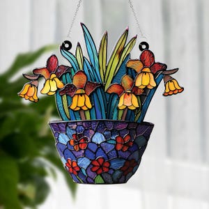 Lily Of Valley Window Hanging Acrylic, Lily Flower Acrylic Ornament, Lily Of Valley Acrylic Window Decor, Lily Flower Stained Glass Printed