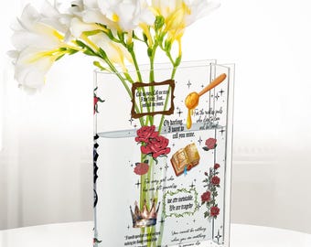 Gepersonaliseerde machteloze leesgrage boekenvaas, romantisch citaat cadeau voor boekenwurmen, Kai & Azer waaiervaas 'I Love You', Fearless Series ventilatorcadeau
