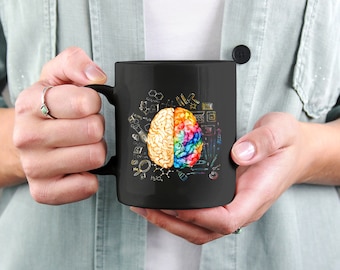 Buntes Gehirn Wissenschaft und Kunst Kreativ - Keramiktasse - Kaffeetasse - Wissenschaftliche Keramik - Geschenk für Lehrer - Vintage Dekoration - Geschenk für Sie