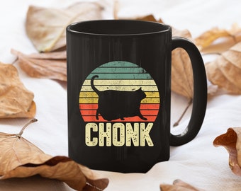Fat Cat Lustige Chonk Katze - Keramik Tasse - Kaffeetasse - Tier Keramik - Katzenbecher - Geschenk für Katzenliebhaber - Vintage Dekor
