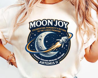 Moon Joy Artemis II Shirt Lunar Mission Tee, Crewed Moon Flyby Graphic Top, Humanity Returns to the Moon Gift