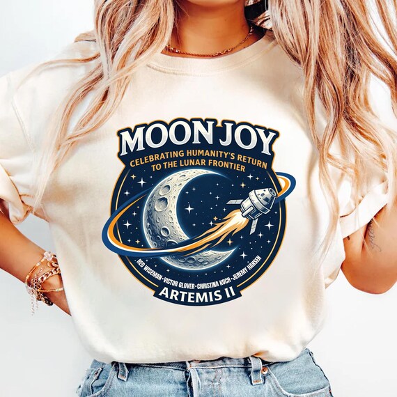 Moon Joy Artemis II Shirt Lunar Mission Tee, Crewed Moon Flyby Graphic Top, Humanity Returns to the Moon Gift