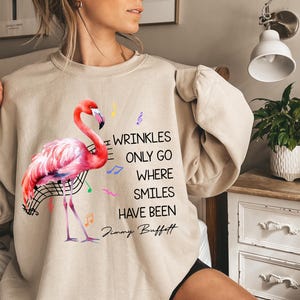 Wrinkles Only Go Where Smiles Have Been Shirt, Flamingo Jimmy Buffett Memorial T-Shirt, Jimmy Buffett Tee