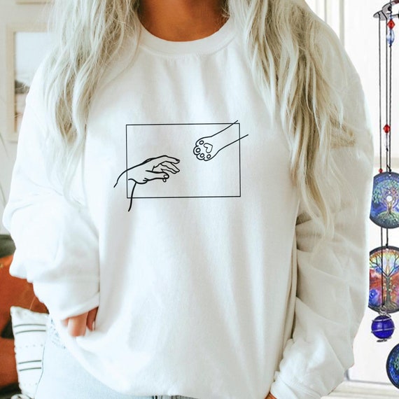 Cat Mom hoodie Funny Cat Sweatshirt Gifts for Cat Lovers Cat Lover Gift for Women Creation of Hand Adam Creation Sweatshirt