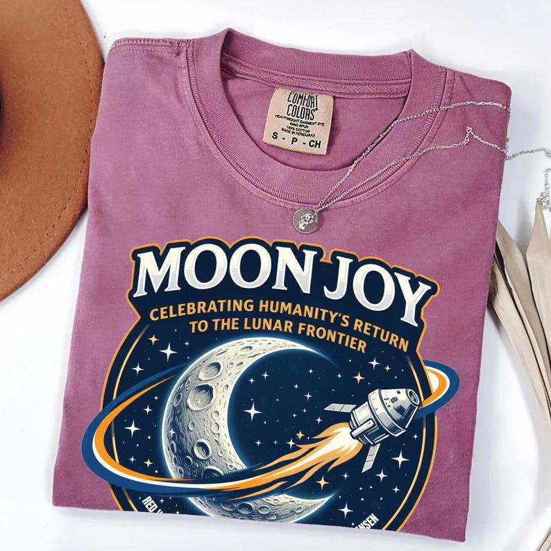 Moon Joy Artemis II Shirt Lunar Mission Tee, Crewed Moon Flyby Graphic Top, Humanity Returns to the Moon Gift image 10
