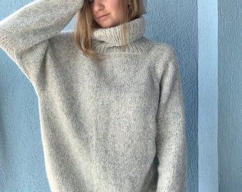 Oversized chunky clouds alpaca sweater hand knit