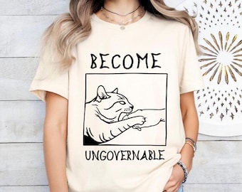 Become Ungovernable Black Cat Biting Hand Meme T Shirt