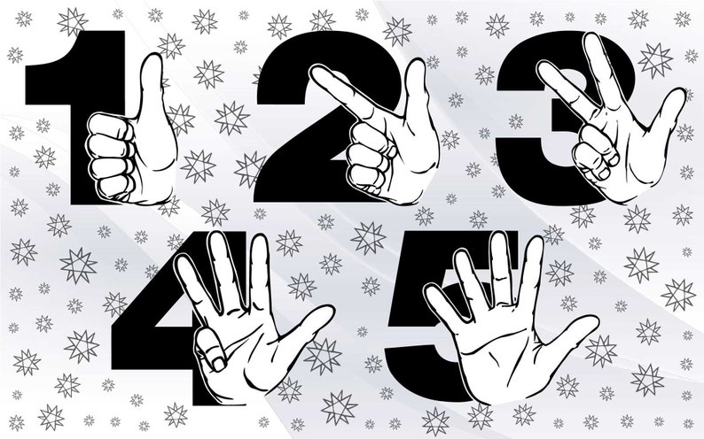 For Silhouette Cut Files Eps Finger Count From 1 till 5 Vector SVG Files Pdf Png Digital File Svg Dxf