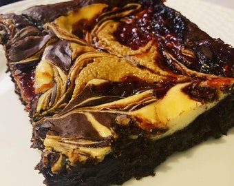 Peanut Butter & Jelly Cheesecake Brownies!