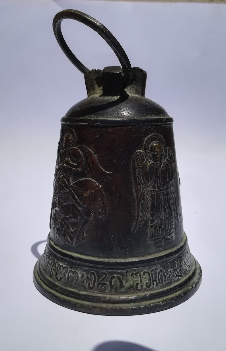 Vintage Bell, Aging Bronze Bell, Monastery Bell With Georgian ...