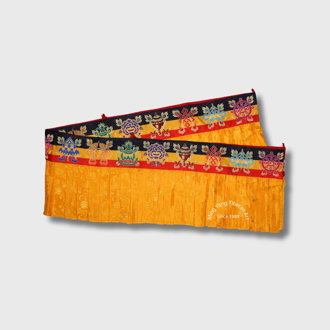 BN#14 - 40x405cm - Nepal Shambu Banner (yellow R + 8 Auspicious Symbol ...