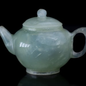 Vintage Fine Hand-Carved Jade Teapot (3) | China Exquisite Handmade Teapot