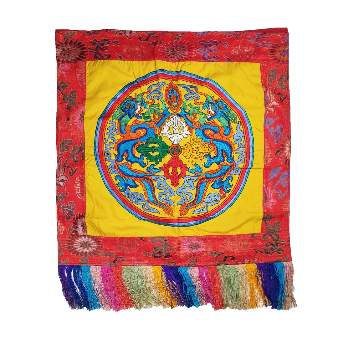 SALE, 73 Tibetan Buddhist Wall Hanging, Table Front Cloth Double Vajra