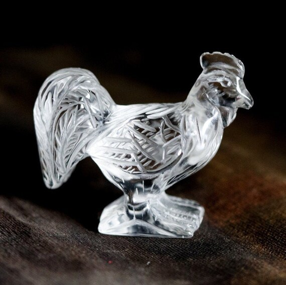 Vintage Natural Clear Quartz Crystal Rooster/ Chicken Ornament - Etsy Vintage Natural Clear Quartz Crystal Rooster/ Chicken Ornament - Etsy
