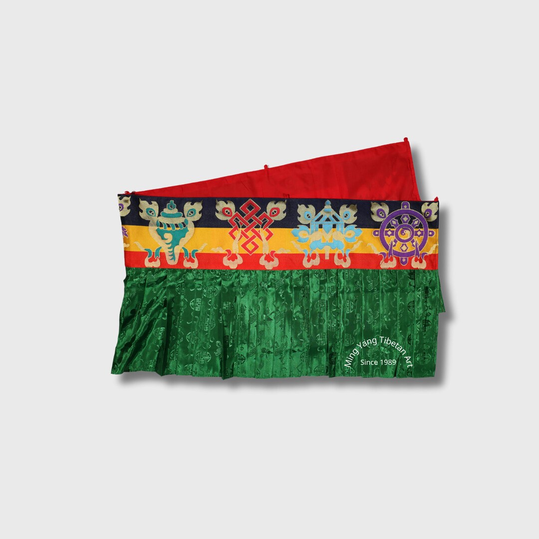 BN#17 - 52x175cm - Nepal Shambu Banner (green + 8 Auspicious Symbols ...