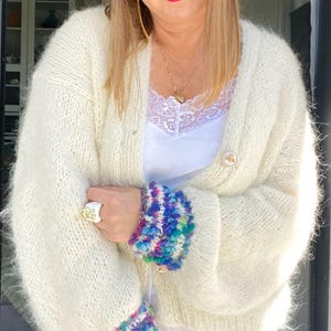 Luxury Hand-Knitted Alpaca & Cashmere Cardigan | Elegant Lightweight Knit Jacket for Women | One-Size Cozy Layer