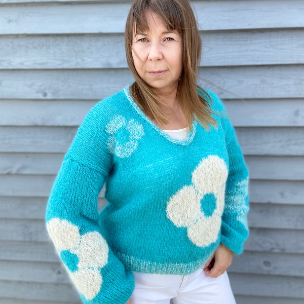 Sweater handknitted Alpca& Silk