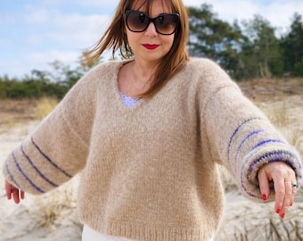 Alpaca Silk Sweater – Handame Oversized Pullover for Women, Soft Luxury Knit