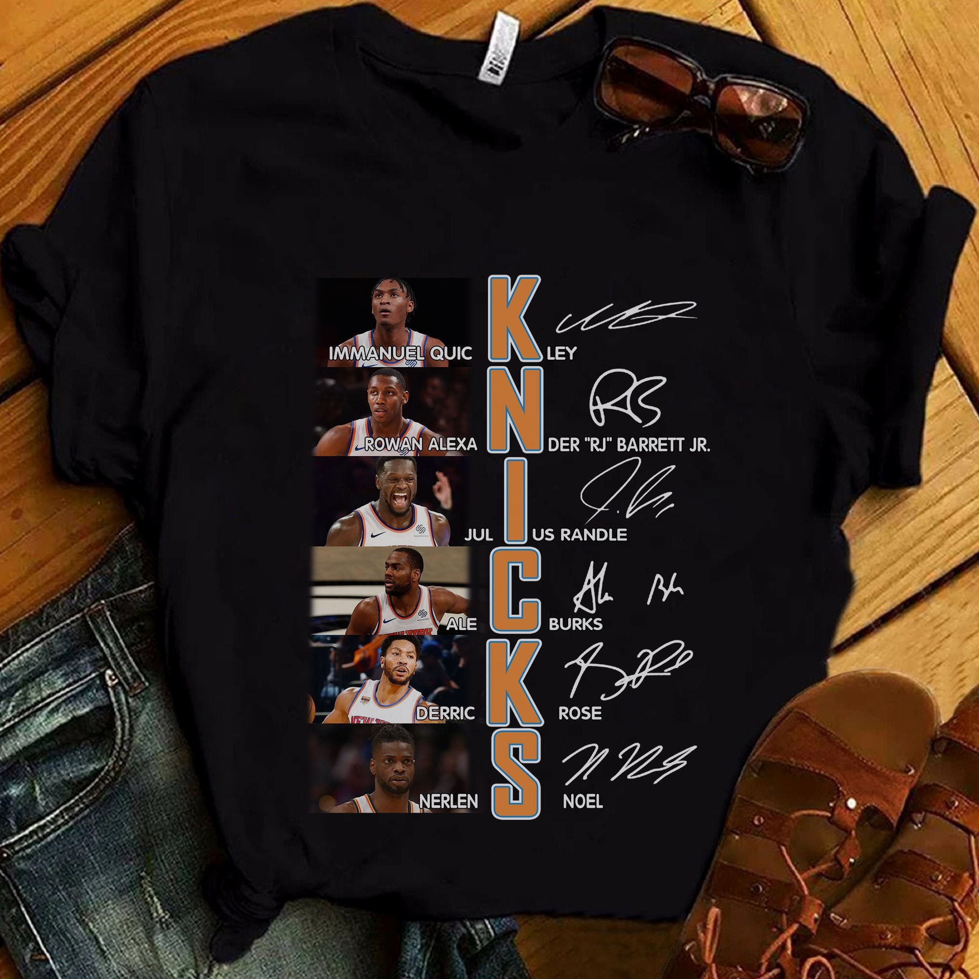 New York Knicks Team Players Signatures TShirt New York Etsy