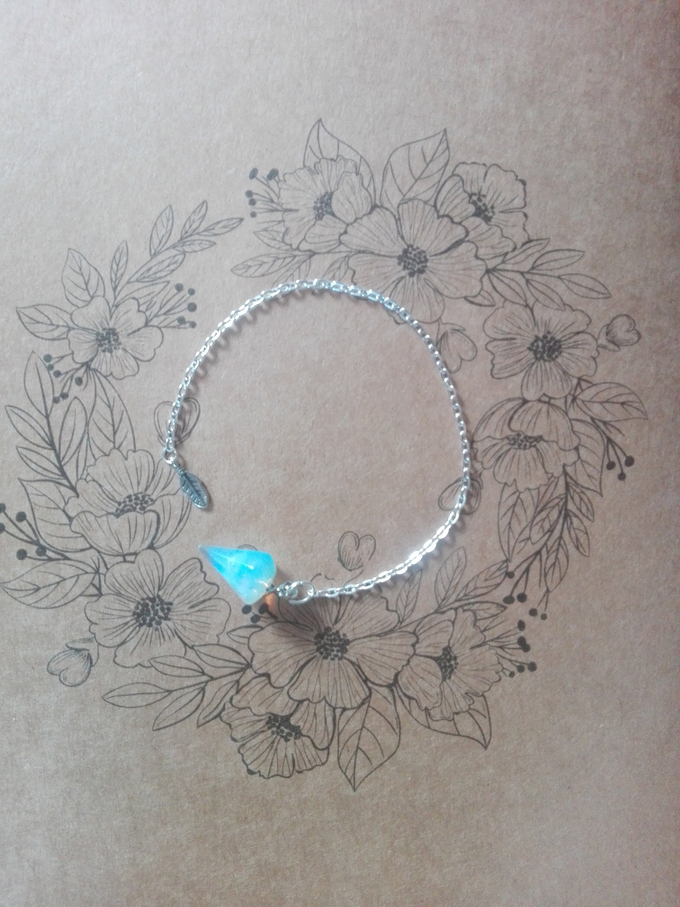 Pendule Plume Arc en Ciel Opalite