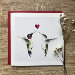 Biglietto con colibrì e cuore