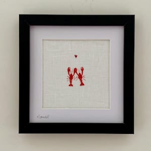 Hand-painted lobsters on linen