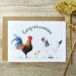 Carte de félicitations de famille de poulet