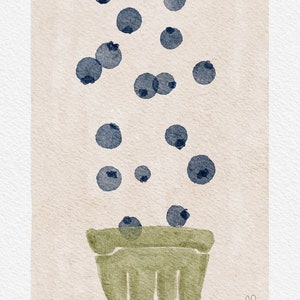 Aquarell Heidelbeeren | Druckbare Aquarell Kunst | Kinderzimmer Poster | Kunstdruck | Gender Neutral Kunstdruck | Genderneutrales Kinderzimmer