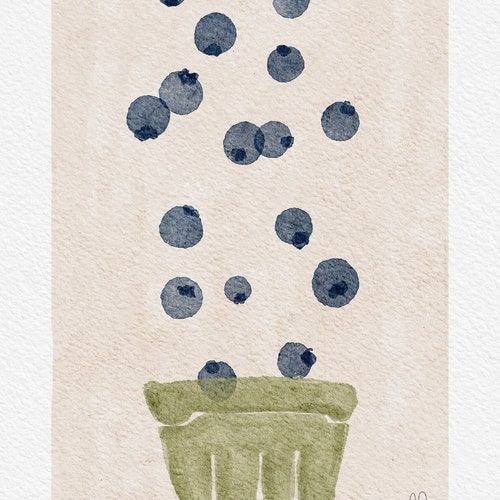 Bleuets à l'aquarelle | Aquarelle imprimable | Impression d'art pour chambre de bébé | Impression artistique | Impression d'art neutre en matière de genre | Chambre de bébé non sexiste